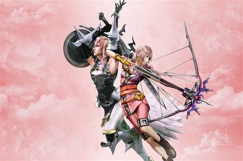 Sisters Farron Boots Two Girls Serah Farron Bow Arrow Lightning