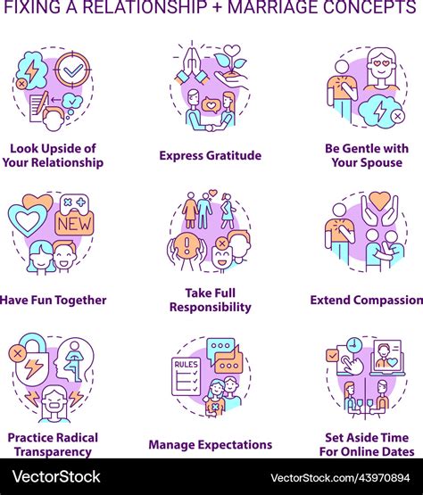 Fixing Relationship And Marriage Concept Icons Set