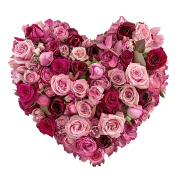 Heart Shaped Pink Rose Floral Arrangement Heart Shaped Floral