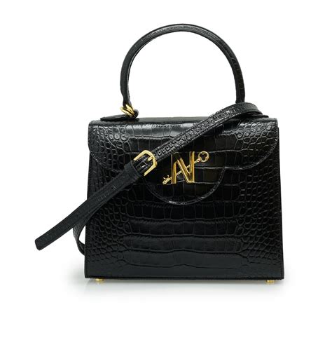 Luxe Black Croc Aesthetic Leather Bag Slaylebrity