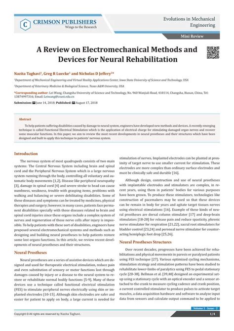 Crimson Publishers A Review On Electromechanical Methods And Devices