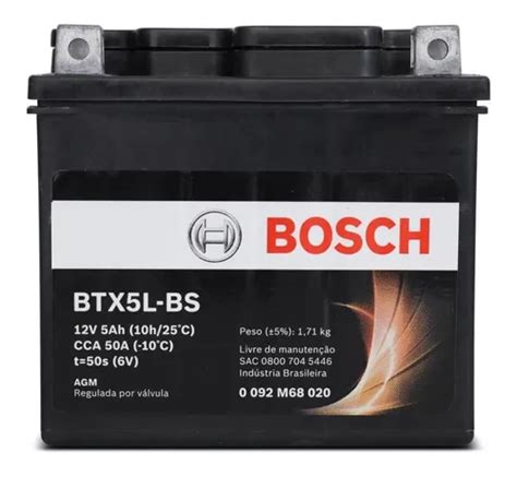 Bateria Moto Cg 125 Htz6l 5ah Selada 5 Amperes 12v Bosch Frete grátis