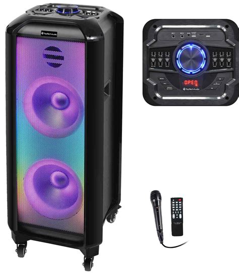 Fully Amplified Portable 10000 Watts Peak Power 2x10” Speaker With Led Top Tech Audio