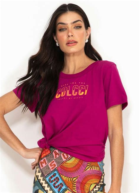 T Shirt De Malha Rosa Colcci