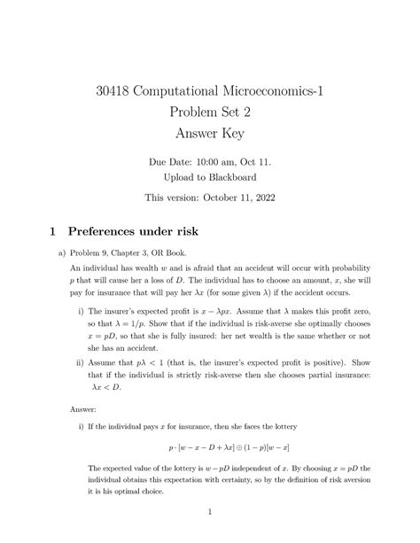 Ps2 2022 Problem Set 30418 Computational Microeconomics Problem Set 2 Answer Key Due Date