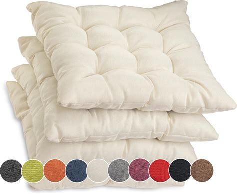 Sunnypillow Lot De 4 Coussins De Chaise Avec Rubans 40x40 Cm épaisseur 8 Cm Confortables