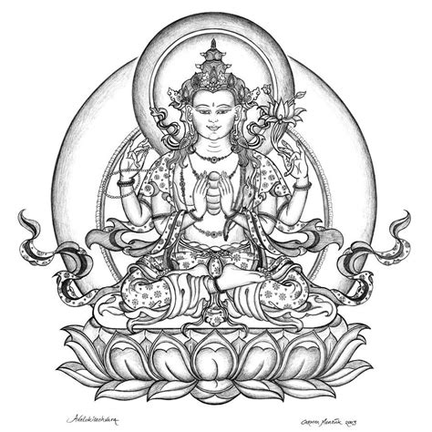 Avalokitesvara Drawing Avalokiteshvara Chenrezig By Carmen Mensink