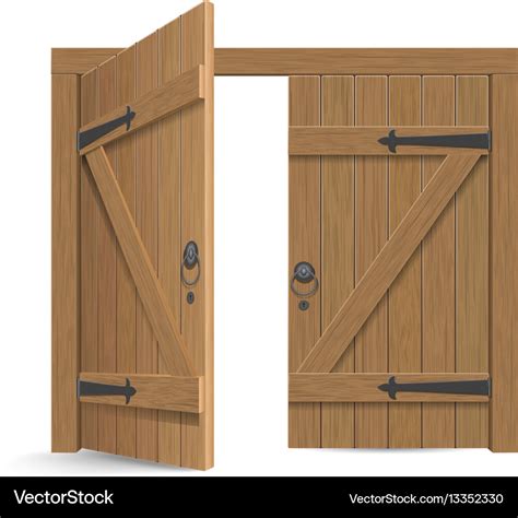 Old Wooden Massive Opened Gate Royalty Free Vector Image