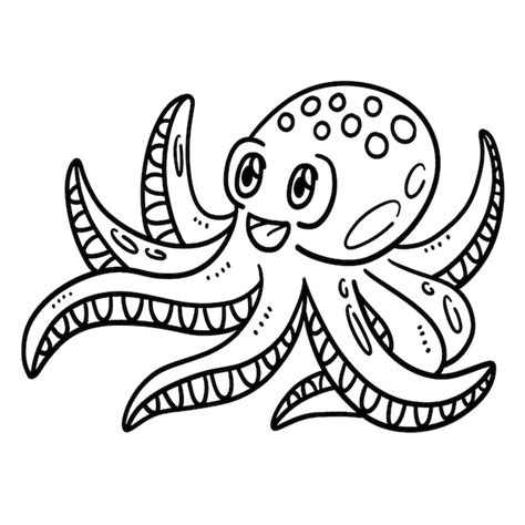 Baby octopus geïsoleerde kleurplaat voor kinderen Premium Vector