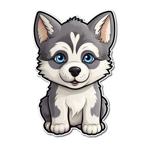 Premium Ai Image Cartoon Husky Dog With Blue Eyes Sitting On A White