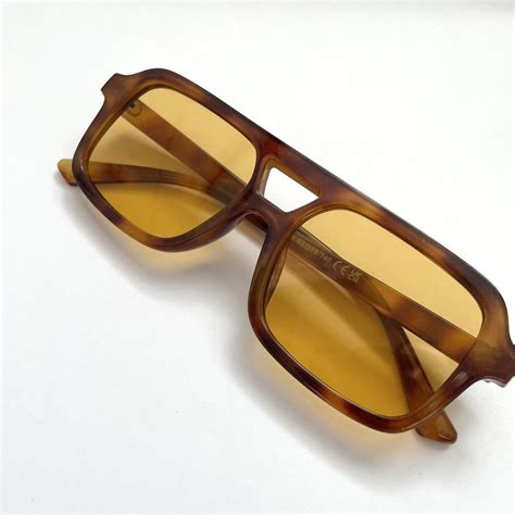 Brown Tortoise Shell Aviator Sunglasses With A Tan Depop