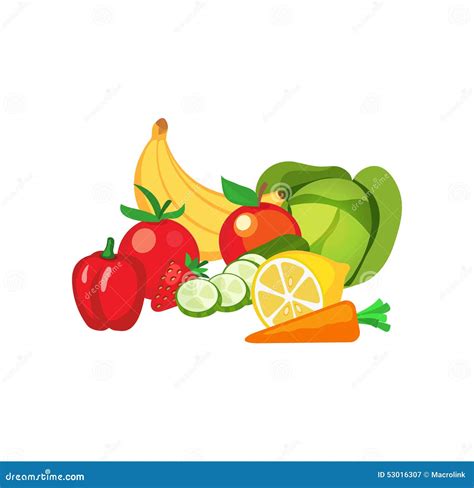 Vector Illustration Of Fruits And Vegetables Stock Vector