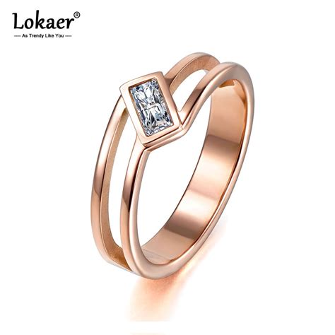 Lokaer Brand New Style Exquisite Stainless Steel Ring Jewelry For Women