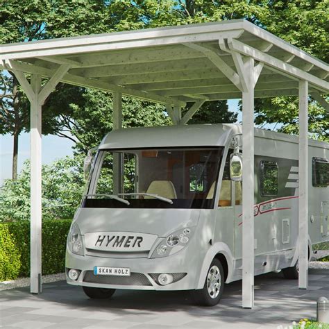 Skan Holz Carport Caravan Emsland Weiß Unterstand Benz24