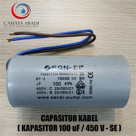 Jual KAPASITOR KABEL 100 UF 450V SE CAPASITOR BULAT SAN EI