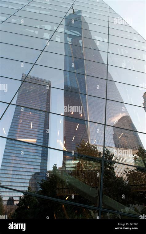 One World Trade Center Reflected On Building Facade Manhattan New