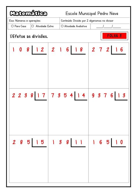 Atividades De Divisão Com Dois Algarismos No Divisor 5o Ano Roaredu