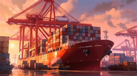 Premium Ai Image A Container Ship Is Docked In A Port With The Word