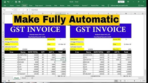 Automatic Gst Calculation In Excel Youtube