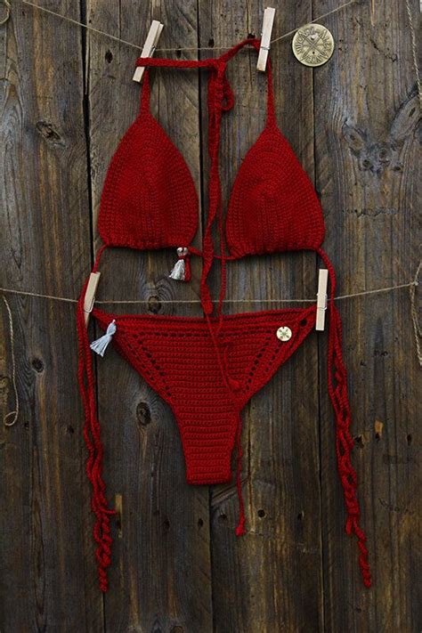 Red Crochet Bikini By Alexandramilcarz On Etsy Null Bikini De Ganchillo Bikinis Tejidas Y