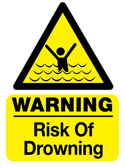 Warning Risk Of Drowning Sign - New Signs