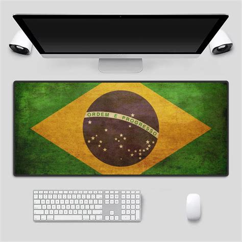 Mouse Pad Grande 90x40 Couro Gamer Desk Pad Bandeira Brasil Shopee Brasil