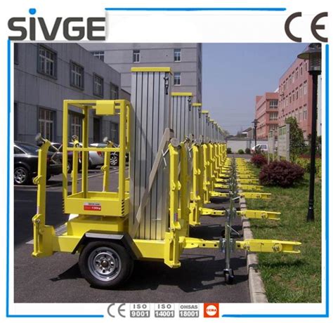 Trailer Mounted Vertical Single Mast Lift 8 Meter Mobile Elevating