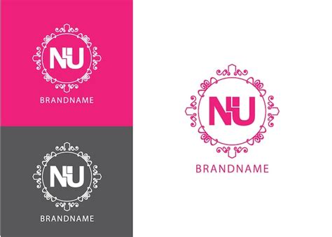 Premium Vector Modern Monogram Initial Letter Nu Logo Design Template