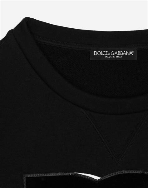 Cropped Jersey Sweatshirt With Dg Logo Patch In Black For Women Dolce