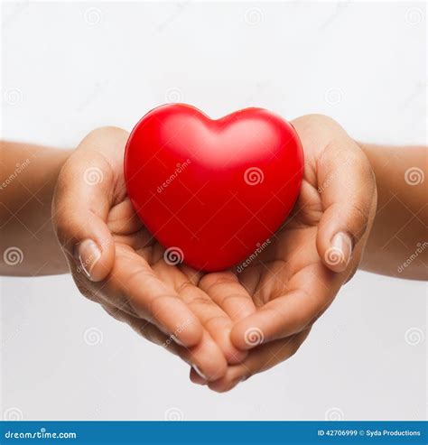 Mains Femelles Avec Le Petit Coeur Rouge Image Stock Image Du Sant