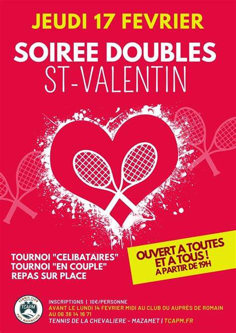 ANIMATION Soirée Doubles St Valentin le 17 février TENNIS