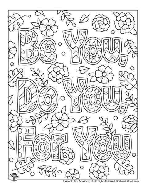 Positive Sayings Adult Coloring Pages Woo Jr Kids Activities