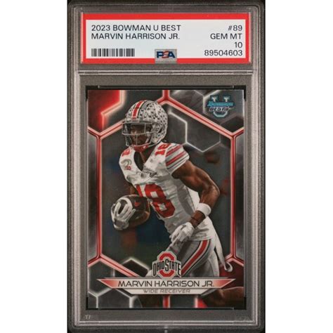 Graded 2023 Topps Bowman U Best Marvin Harrison Jr 89 Rookie Rc Football Card Psa 10 Gem Mint