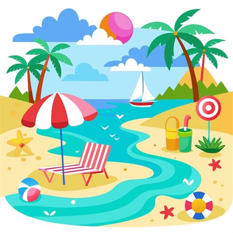 Summer Beach Clip Art And Vector Design With A White Background