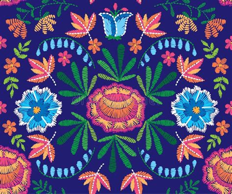 Embroidery Vector Seamless Decorative Floral Pattern Ornament For