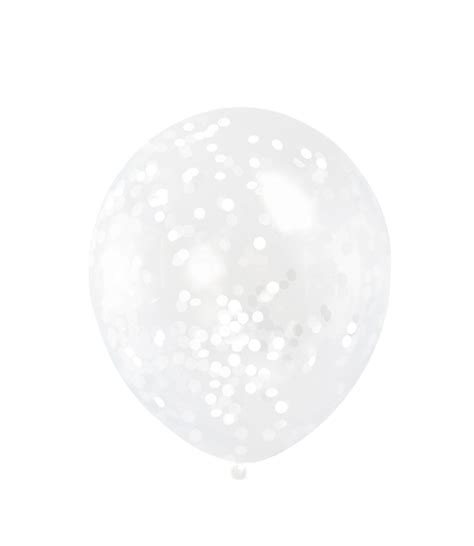 6 Doorzichtige Ballonnen Met Witte Confetti Kantoorartikel 1388065