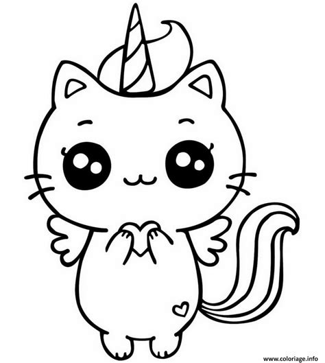 Coloriage Chat Licorne Kawaii Dessin Chat Licorne Imprimer