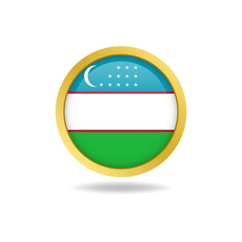 Premium Vector Flag Of Uzbekistan With Golden Frame Circle Round