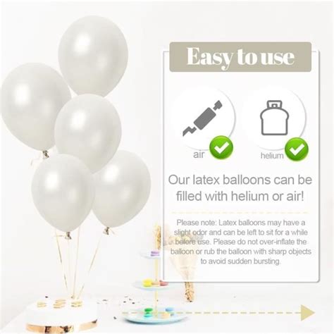 100 Blanc Ballon Nacré Ballon Baudruche Blanc Helium Latex 30Cm Pour