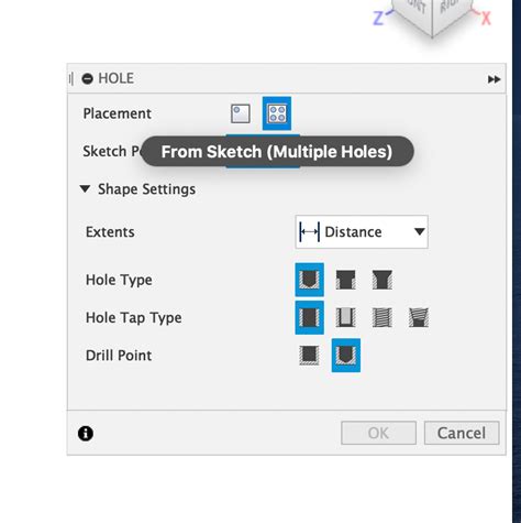 How To Place Holes On A Specific Point In Fusion