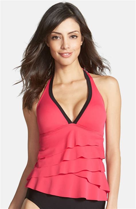 Eco Swim Layered Ruffle Halter Tankini Top Nordstrom