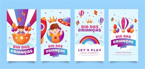 Free Vector Gradient Dia Das Criancas Instagram Stories Collection