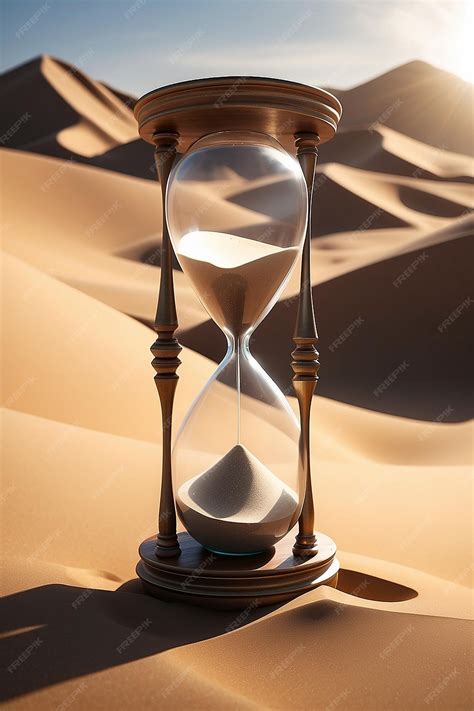 Premium Photo Close Up Of Hourglass On Sand In Desert With Sunlight Created Using Generative