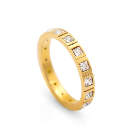 Schitterende K Gold Plated Ring Met Zirkonia Steentjes Mm Artofit