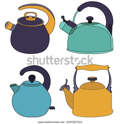 White Background Kettle Collection Set Stock Vector Royalty Free 1429207316 Shutterstock