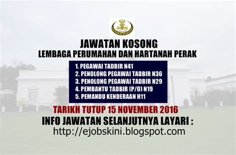 Jawatan Kosong Lembaga Perumahan Dan Hartanah Perak November