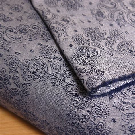 Blue Cotton Jacquard Chambray Fabric By 1 2 Metre Jacquard Fabric