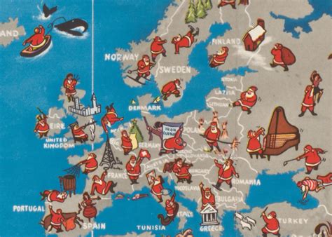 Mid Century Map Shows Santas Journey Around The World