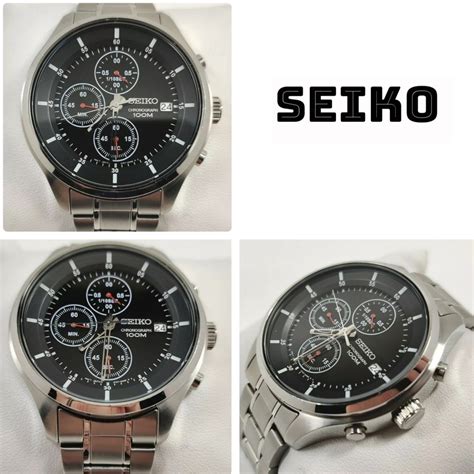 Seiko Quartz Chronograph Black Dial Men's Watch - Gem