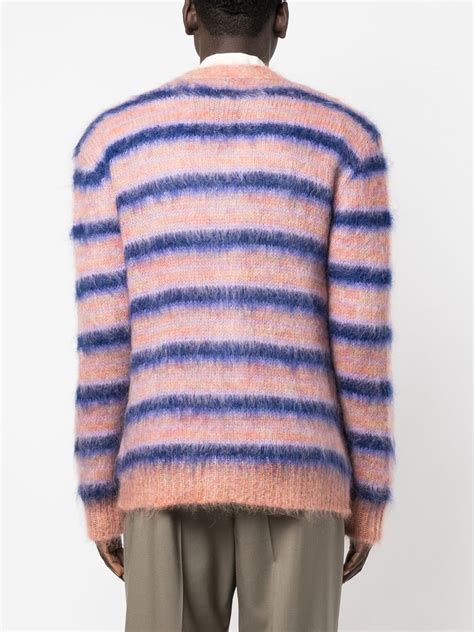 Marni Striped Mohair Blend Cardigan Pink Farfetch